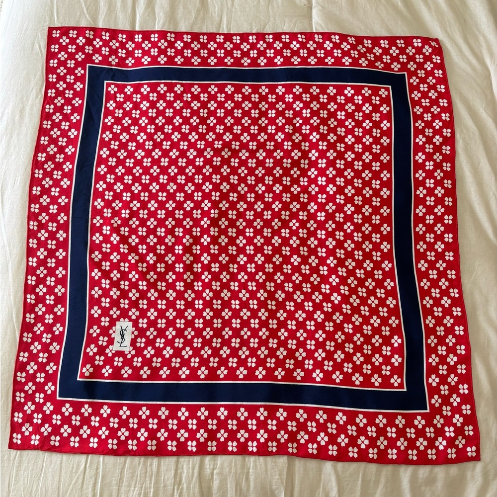 100% silk, Yves Saint Laurent scarf.